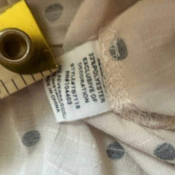 Mine Cream Polka Dot Ruffle Peplum Blouse Boho Long Sleeve Top Size Large - Picture 6 of 6